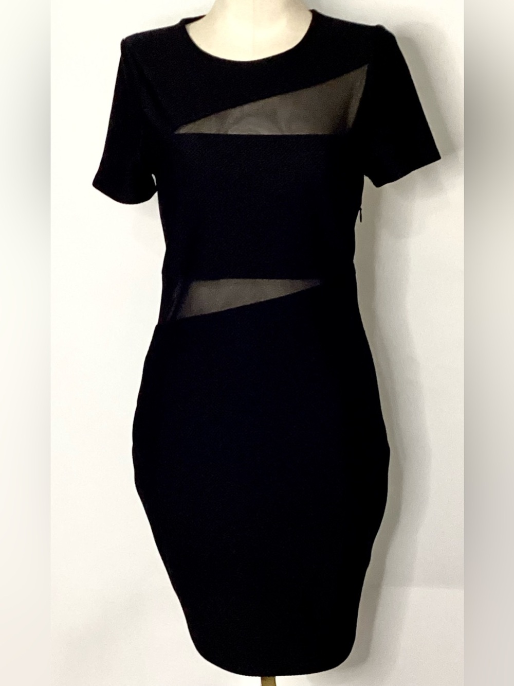 Express little Black Bodycon Dress w Sheer Panels Sz 2